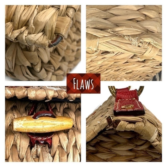 Kate Spade Wicker BlueBird Blue Bird House Novelty Bag Spring Red Straw Vintage - Picture 9 of 13